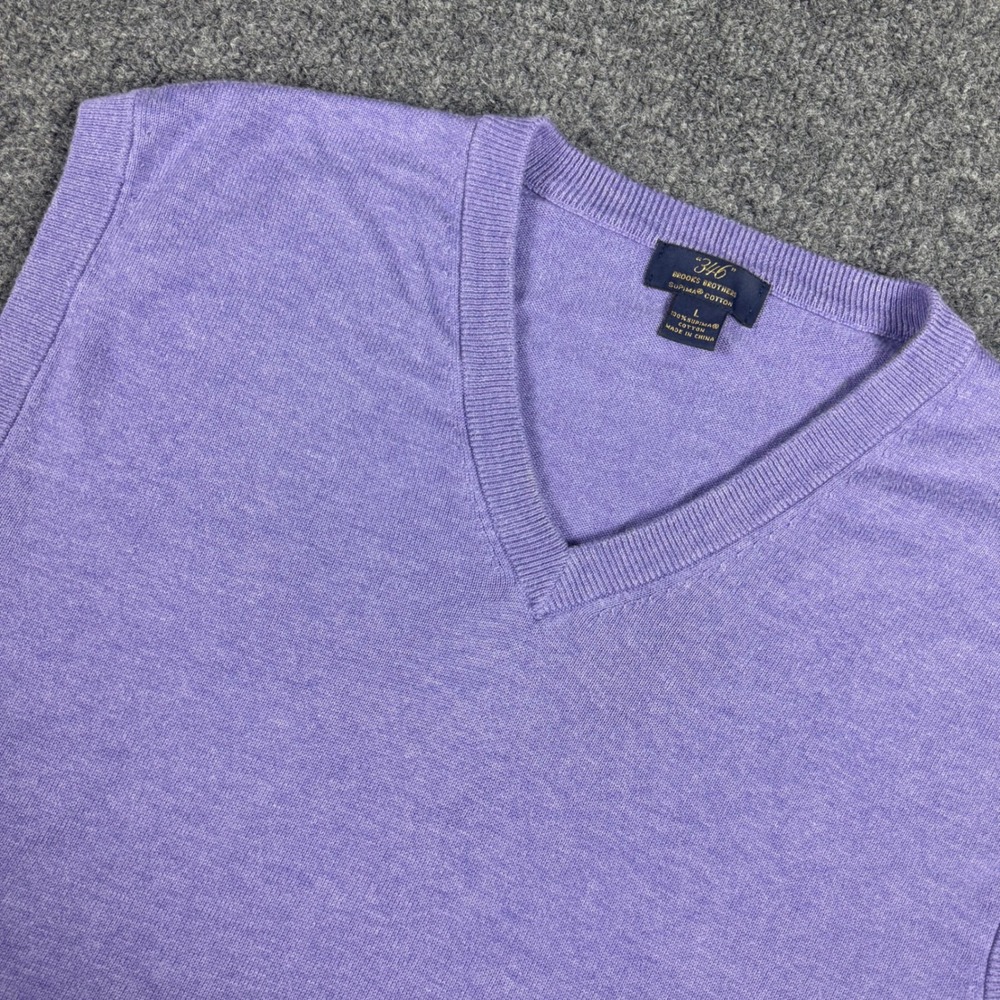 Brooks Brothers 346 Mens Large Purple Supima Cotton V-Neck Sweater Vest RN93986